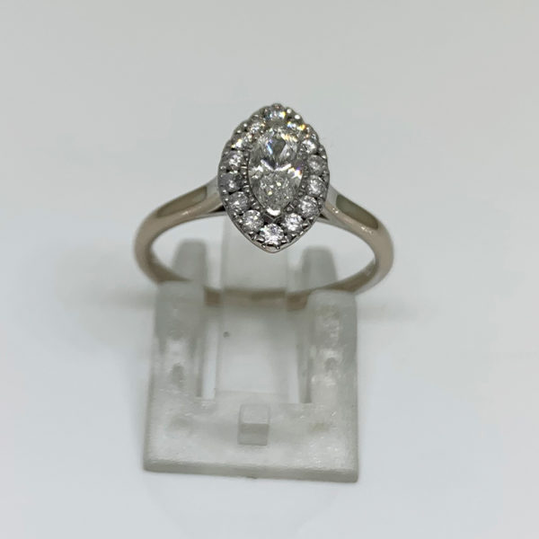 Marquise Halo Diamond Ring 18ct-White-Gold